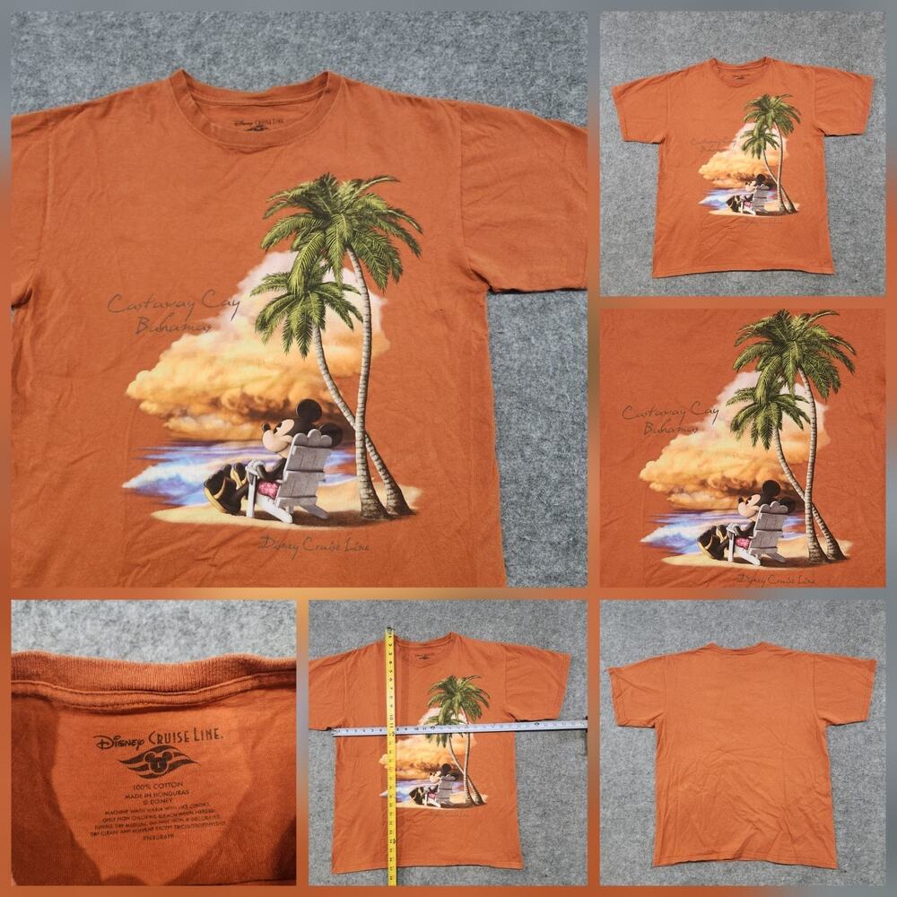 VTG Y2K Disney Cruise Line Adult L Large Castaway Bay Beach Graphic T Shirt